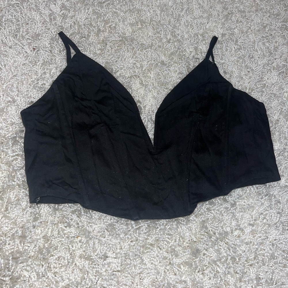 White fox black corset top